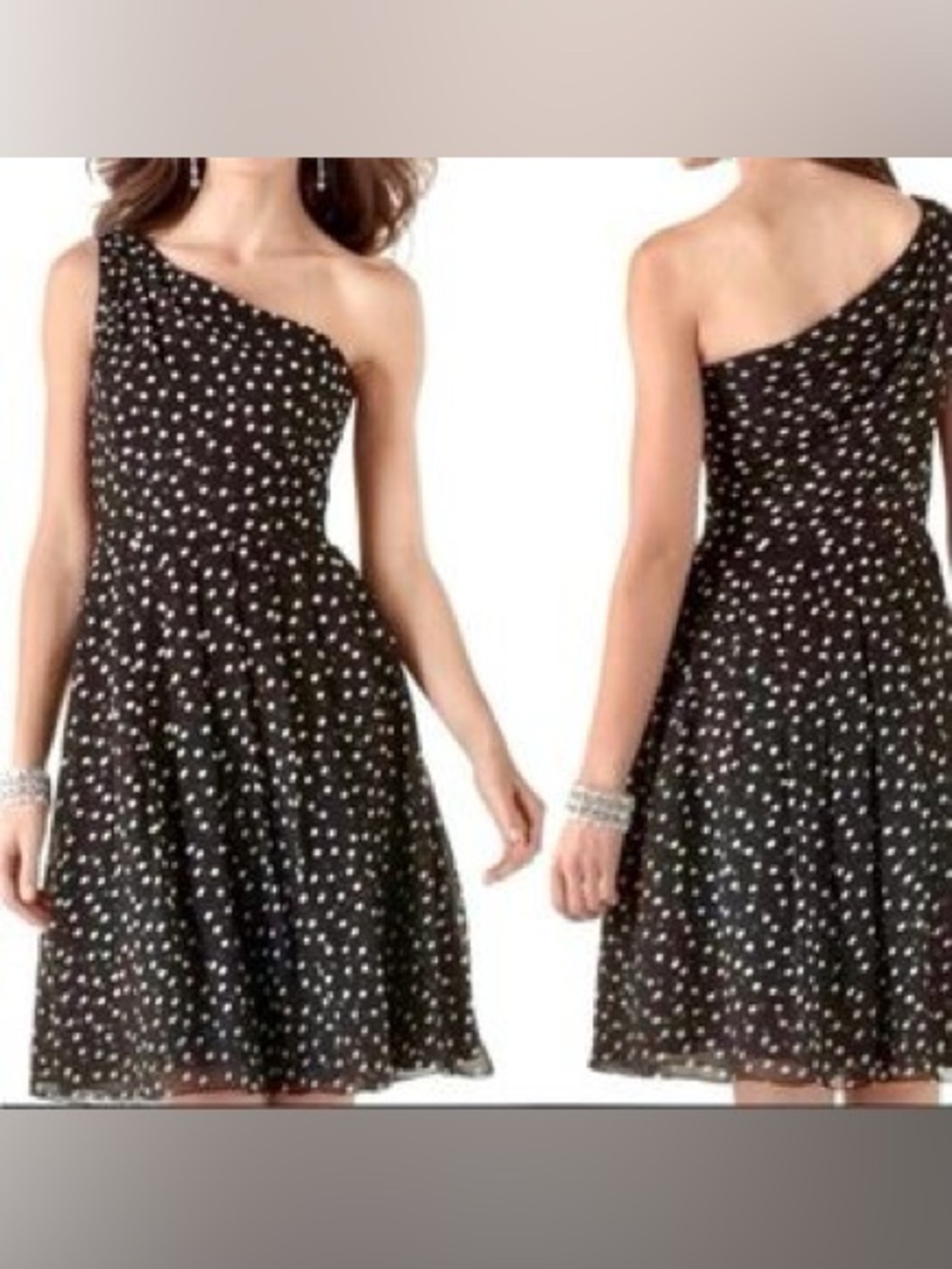 White House Black Market Black One-Shoulder Polka Dot Dress